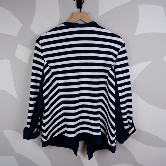 White House Black Market Navy and White Striped Cardigan Blazer | XL - Picture 3 of 4